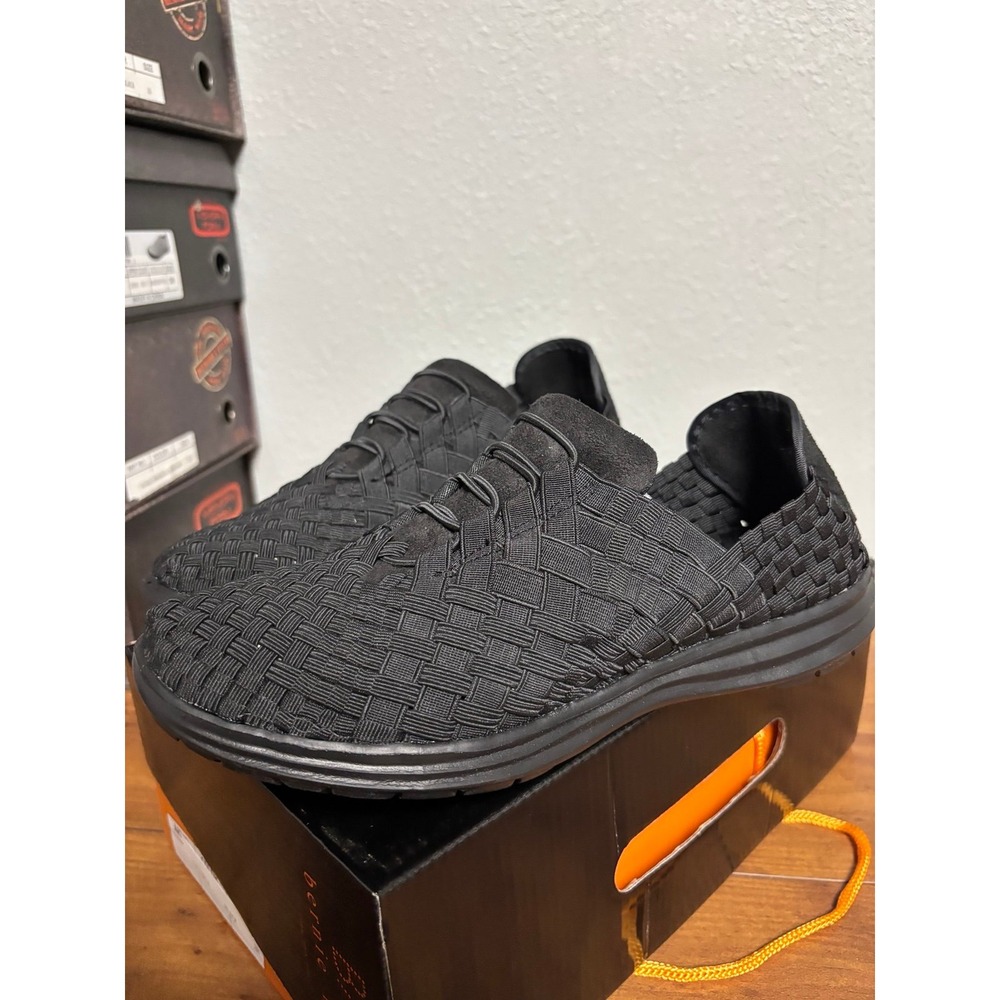 Bernie Mev Victoria Black Woven Slip On Sneakers Womens Size 38 US 7-7.5